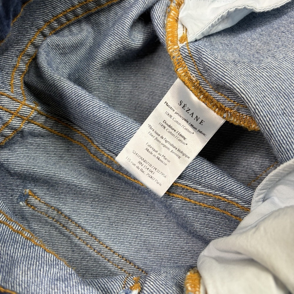 SÉZANE Baggy Denim Cargo Jeans Women's Size 46 34x33 Blue Pockets - Picture 6 of 14